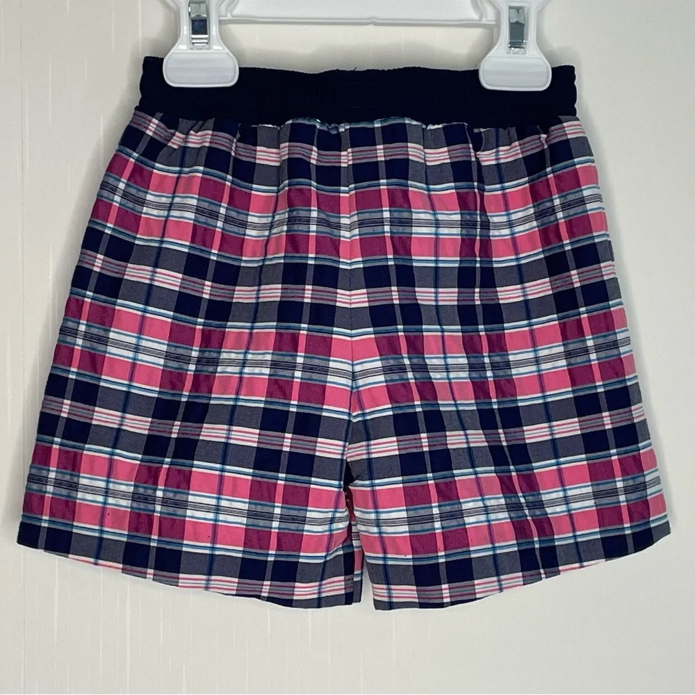Florence Eiseman Boys Seersucker Plaid Swim Trunks Navy Pink 2T